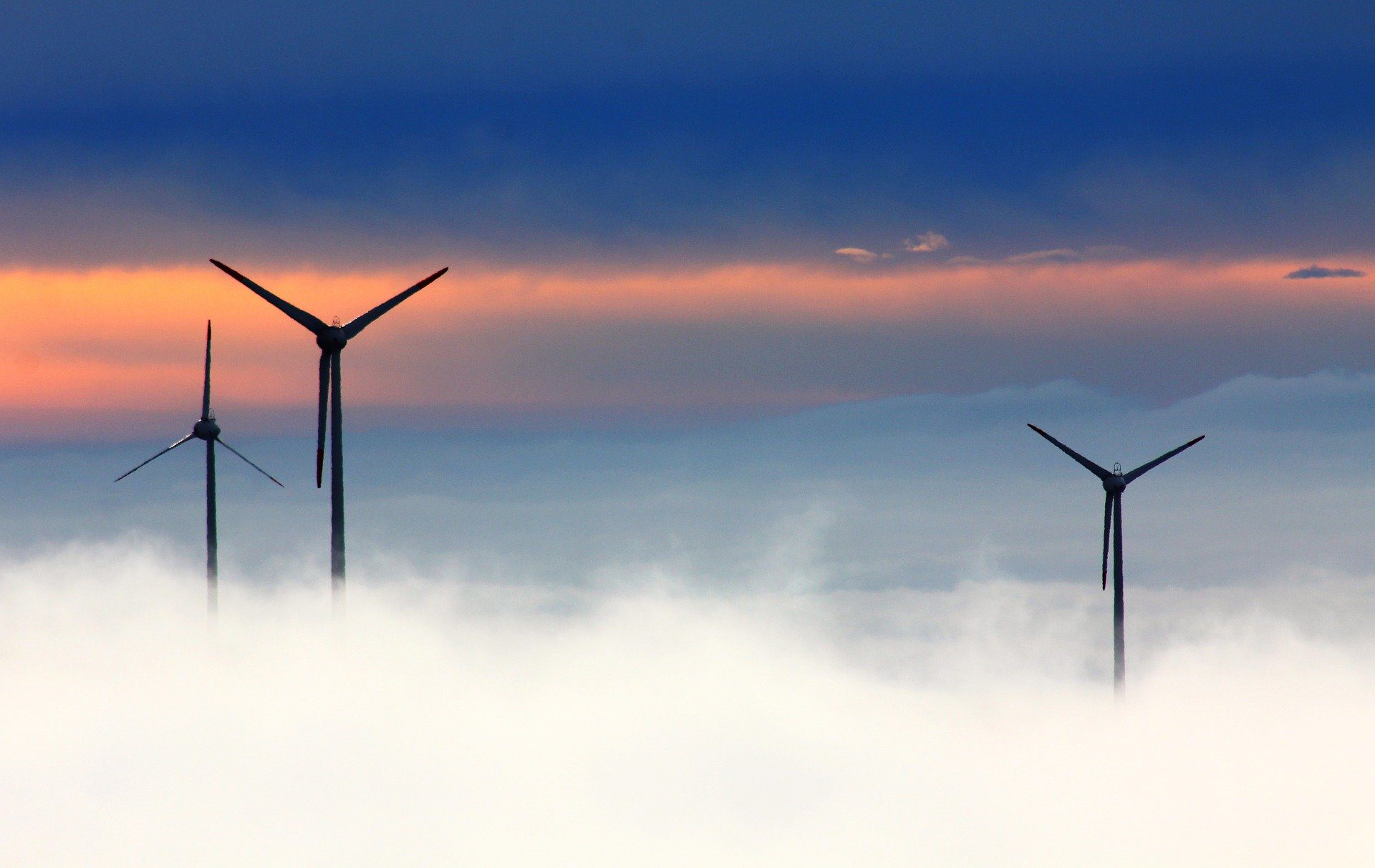 Wind turbines in the fog