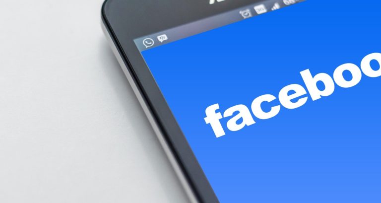 Mobile phone showing Facebook
