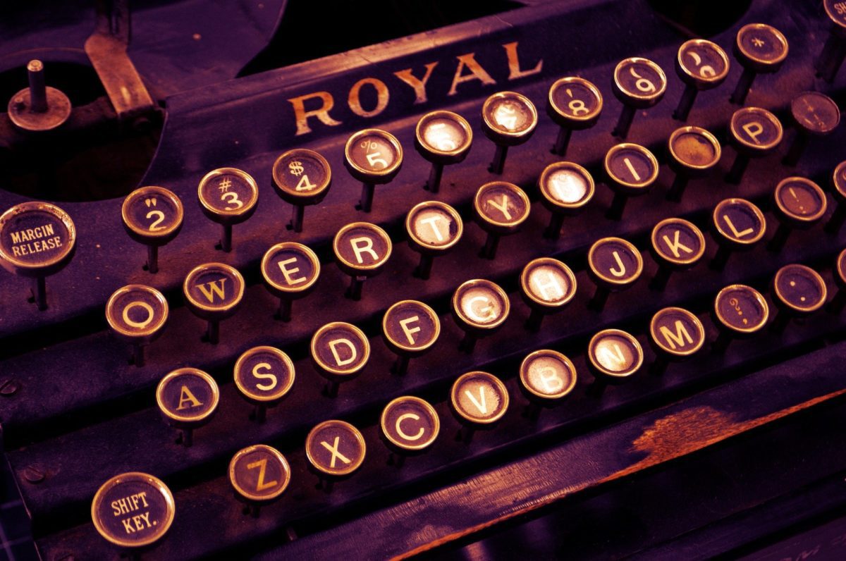 Close up of vintage typewrite keyboard