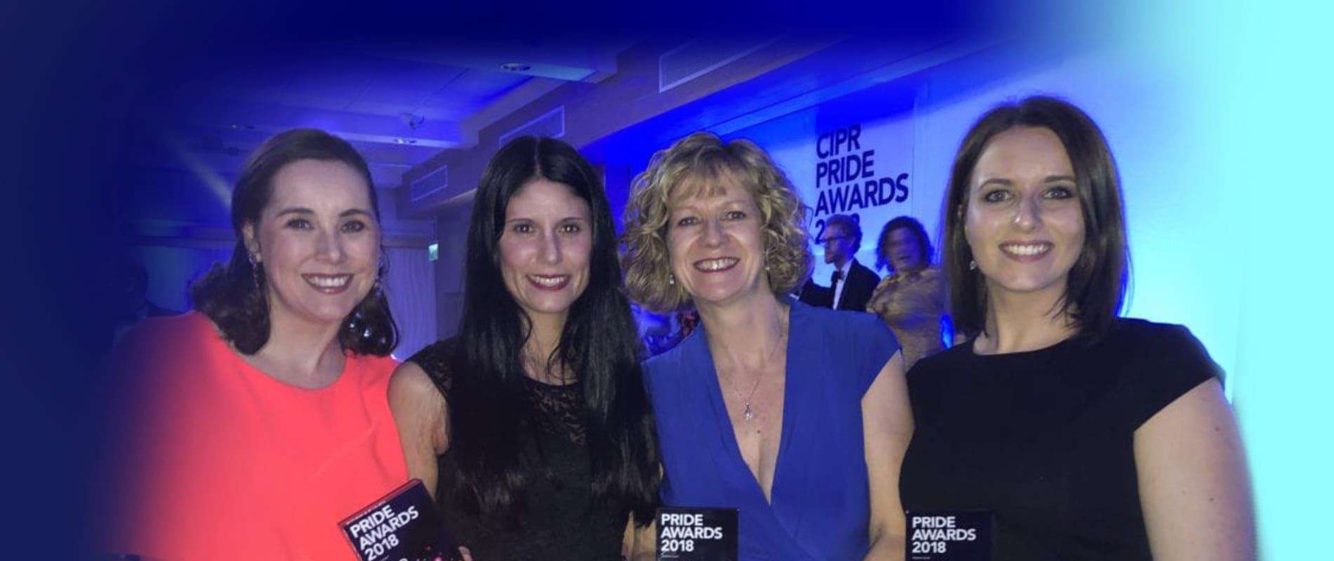Lorna, Hayley, Karen and Hannah with the awards from the CIPR Pride Awards