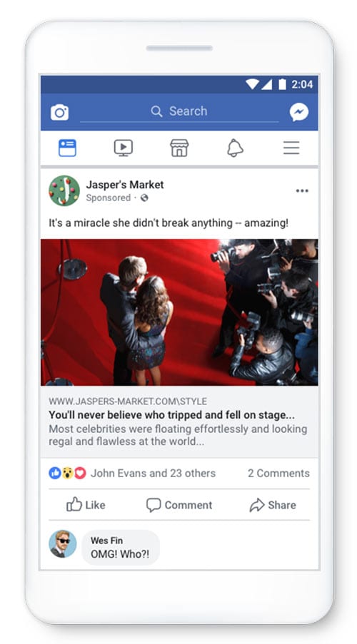 Facebook post on mobile