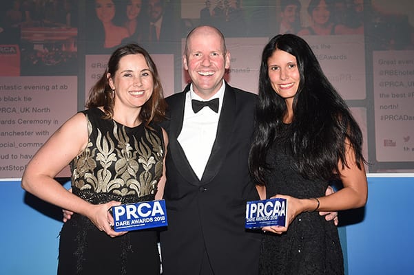 Photo of Lorna and Hayley collecting the PRCA DARE Award