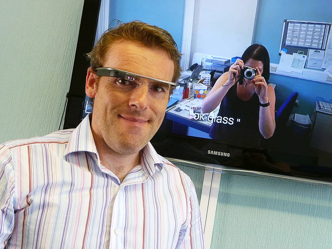 Guy wearing Google Glass