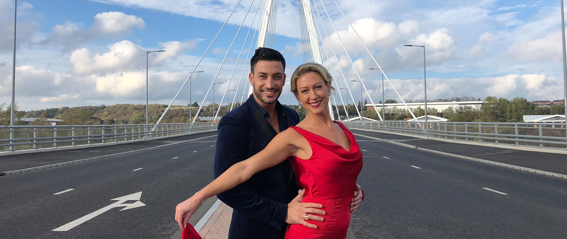 Photo of Strictly's Giovanni Pernice and Faye Tozer on the Northern Spire Bridge