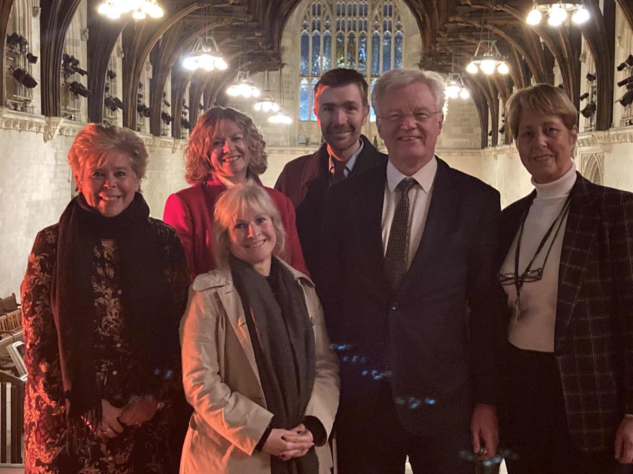 Photo of the F40 team and David Davis MP in Westminster